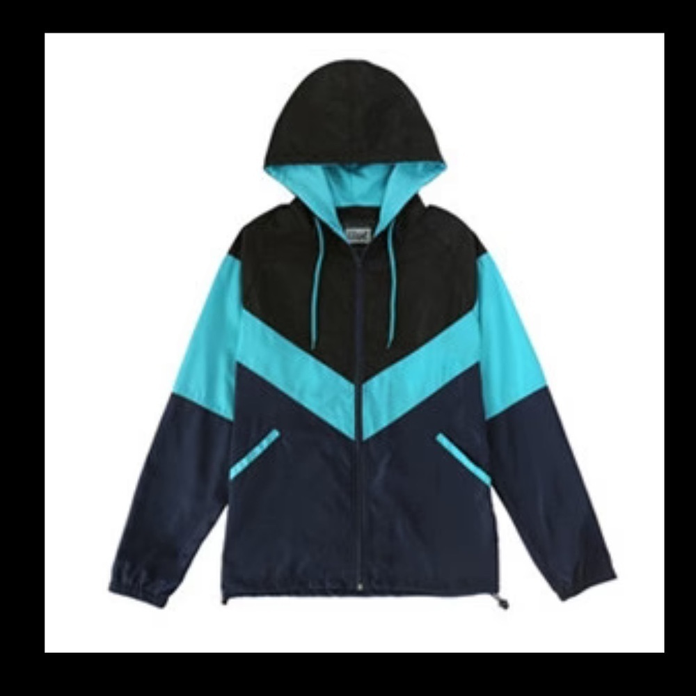 Beautiful Giant Men's Waterproof Lightweight Hooded Windbreaker Navy/Black/blue
